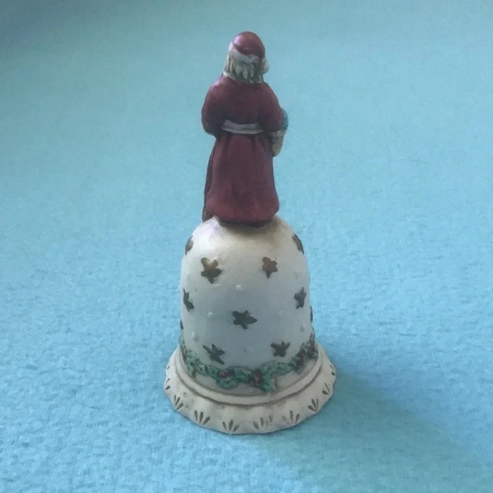 Santa Clause Christmas Bell vintage porcelain collection piece size 2.5 X 5
